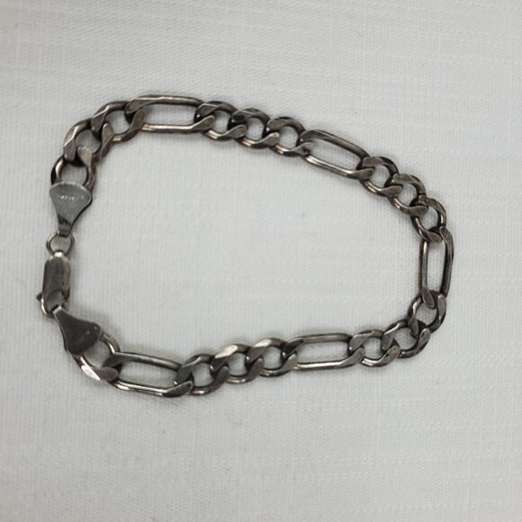 Vintage Mens Figaro Sterling Silver 925 9mm 18 Gram Bracelet - Picture 7 of 12